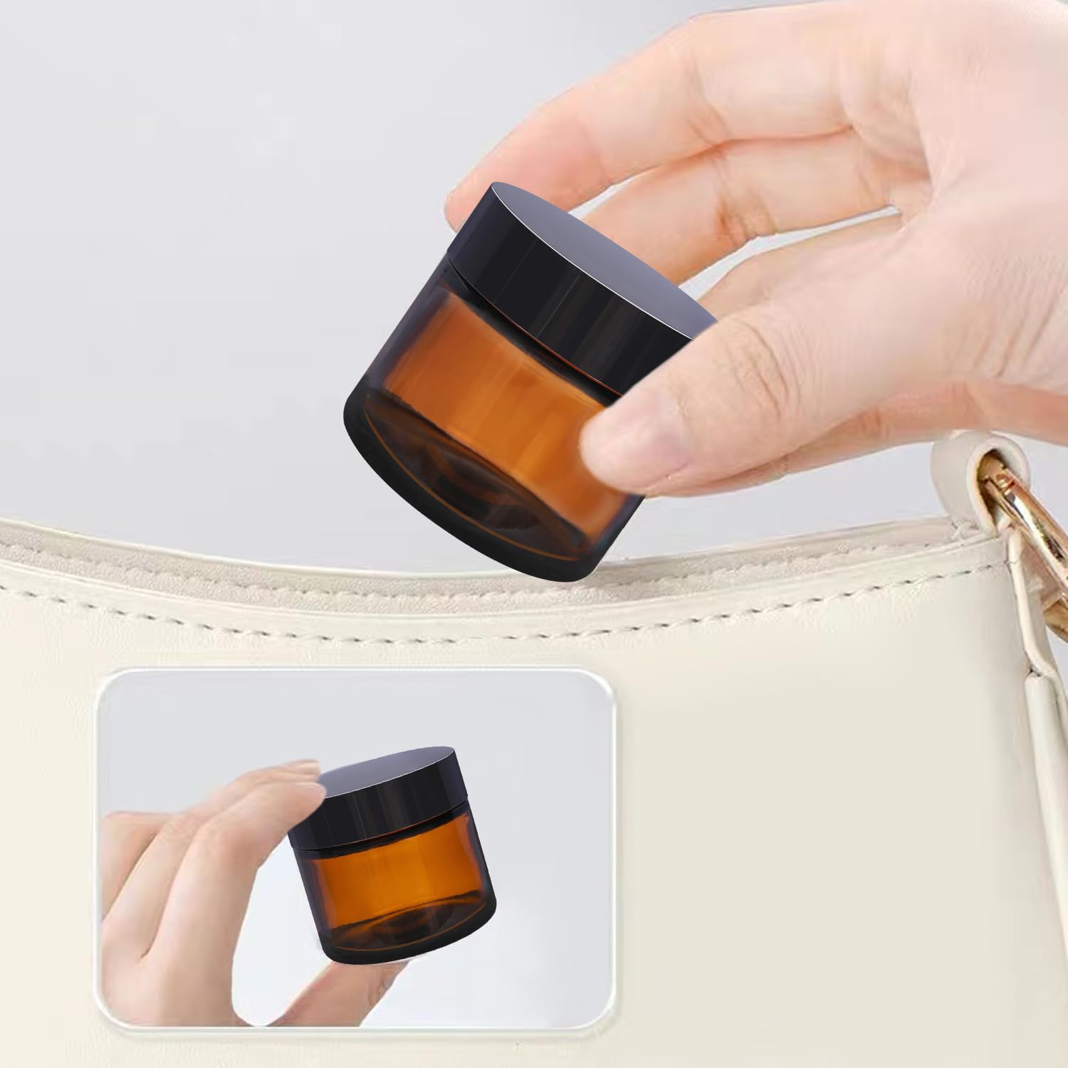 1 Oz Glass Jars With Lids,3 Pack Clear Small Glass Cosmetic Jars With Lids,60 Ml Empty Glass Makeup Containers For Sample, Cream